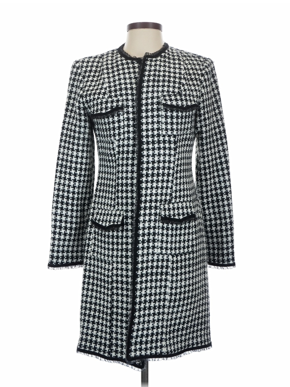Spenser Jeremy Black and White Houndstooth Long Jacket